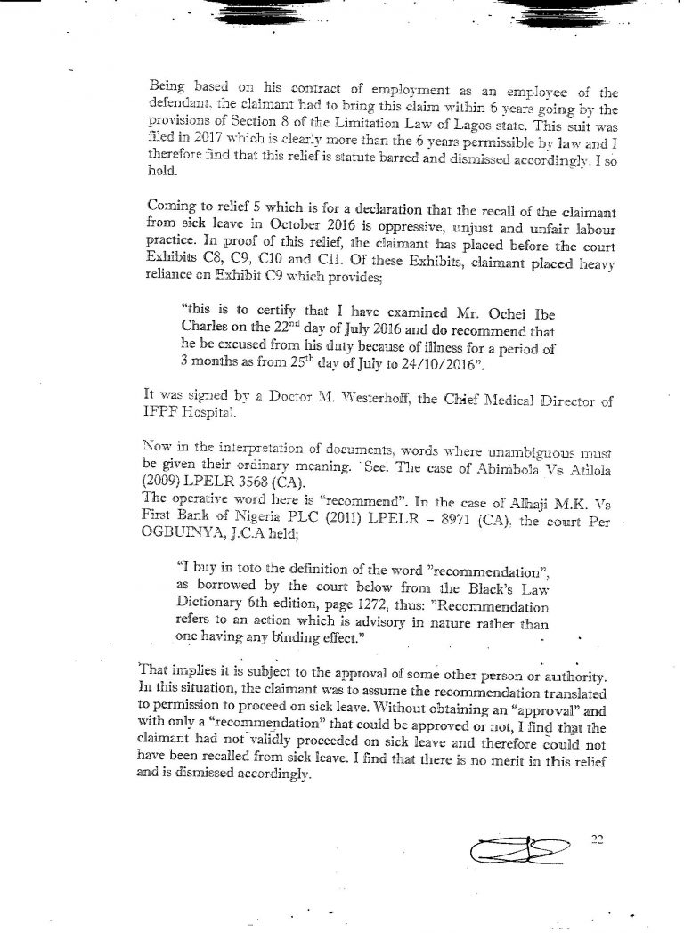 SUIT NO: NICN/LA/394/2017 pg 22